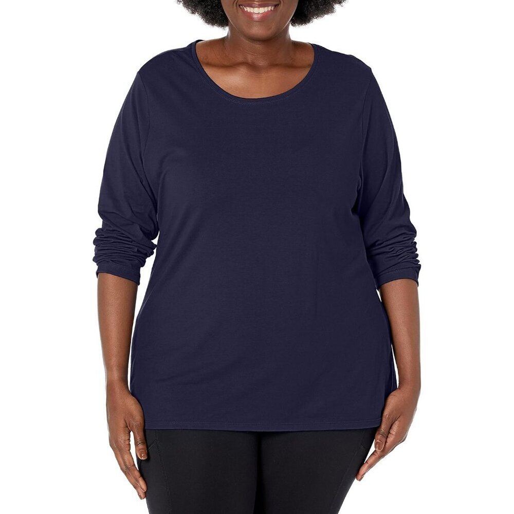 Women's Cotton T Shirt Plus Size Scoop Neck Navy Comfortable Roomy